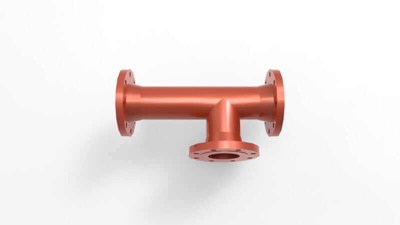 tee fitting with flange 3D print model_3