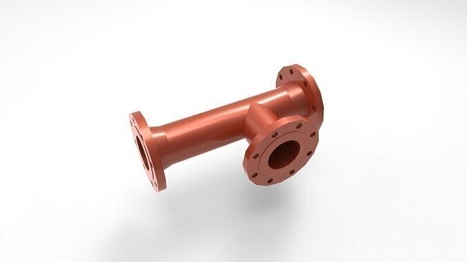 tee fitting with flange 3D print model
