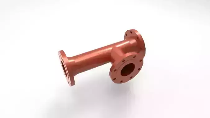 tee fitting with flange 3D print model