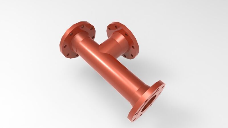 tee fitting with flange 3D print model_4