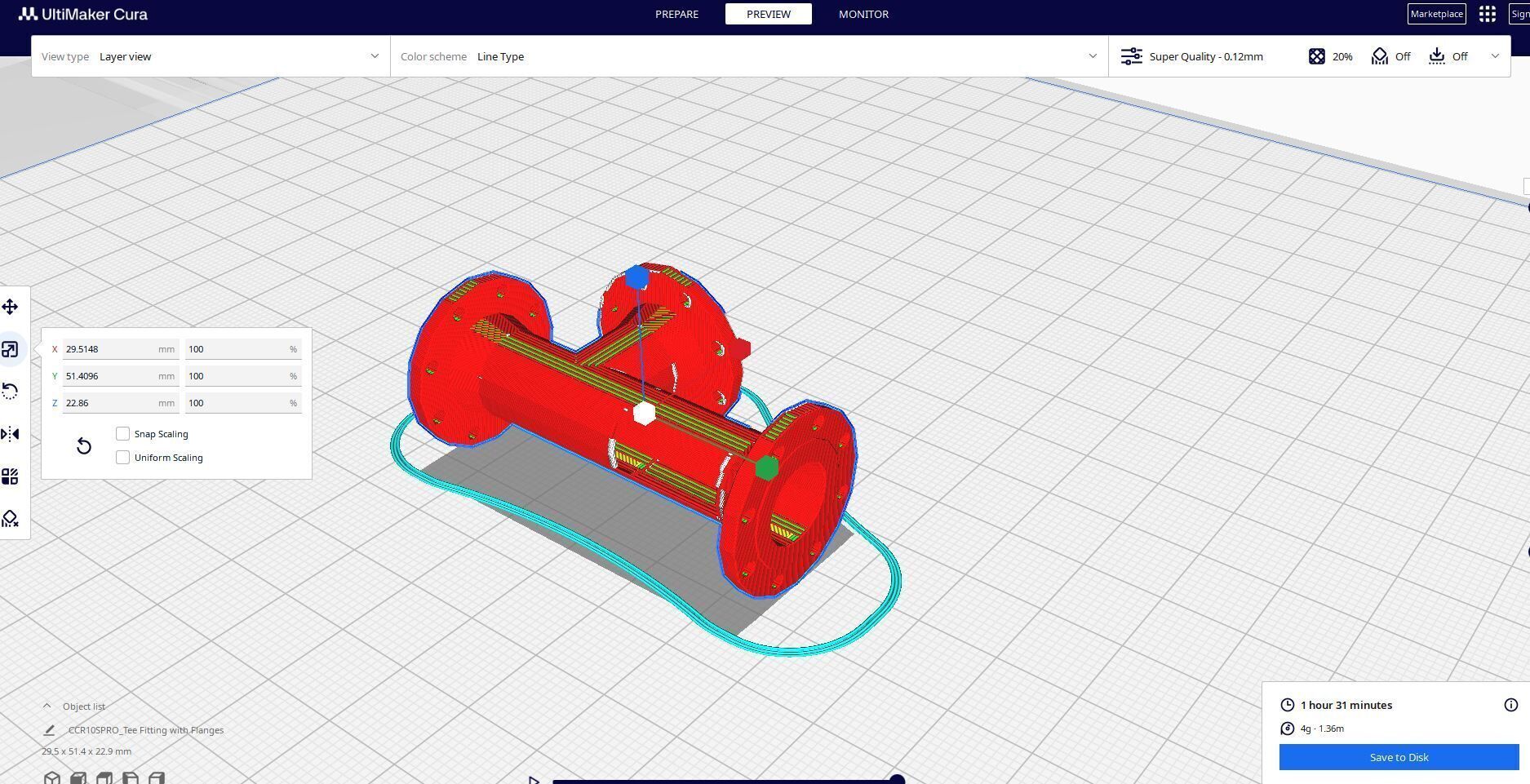 tee fitting with flange 3D print model_1