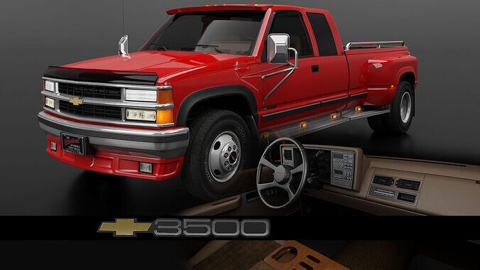 Chevy 3500 Dually Pickup Truck - Complete Model  3D model