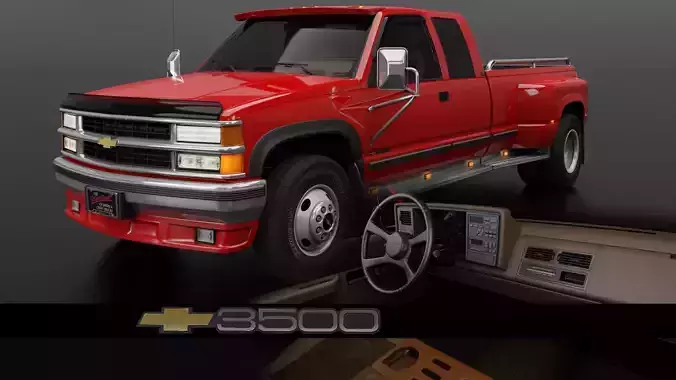 Chevy 3500 Dually Pickup Truck - Complete Model  3D model