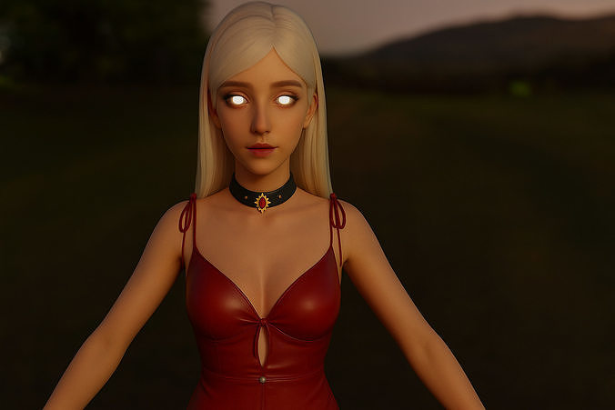 Anime Lunar Goddess Female T-Pose UV Mapped Sci-Fi Rigged Base 3D model