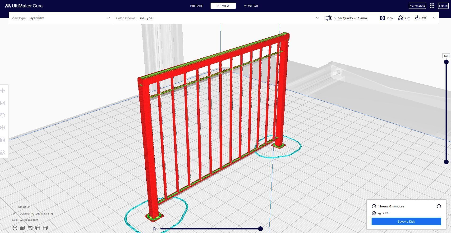 Public railing 3D print model_1