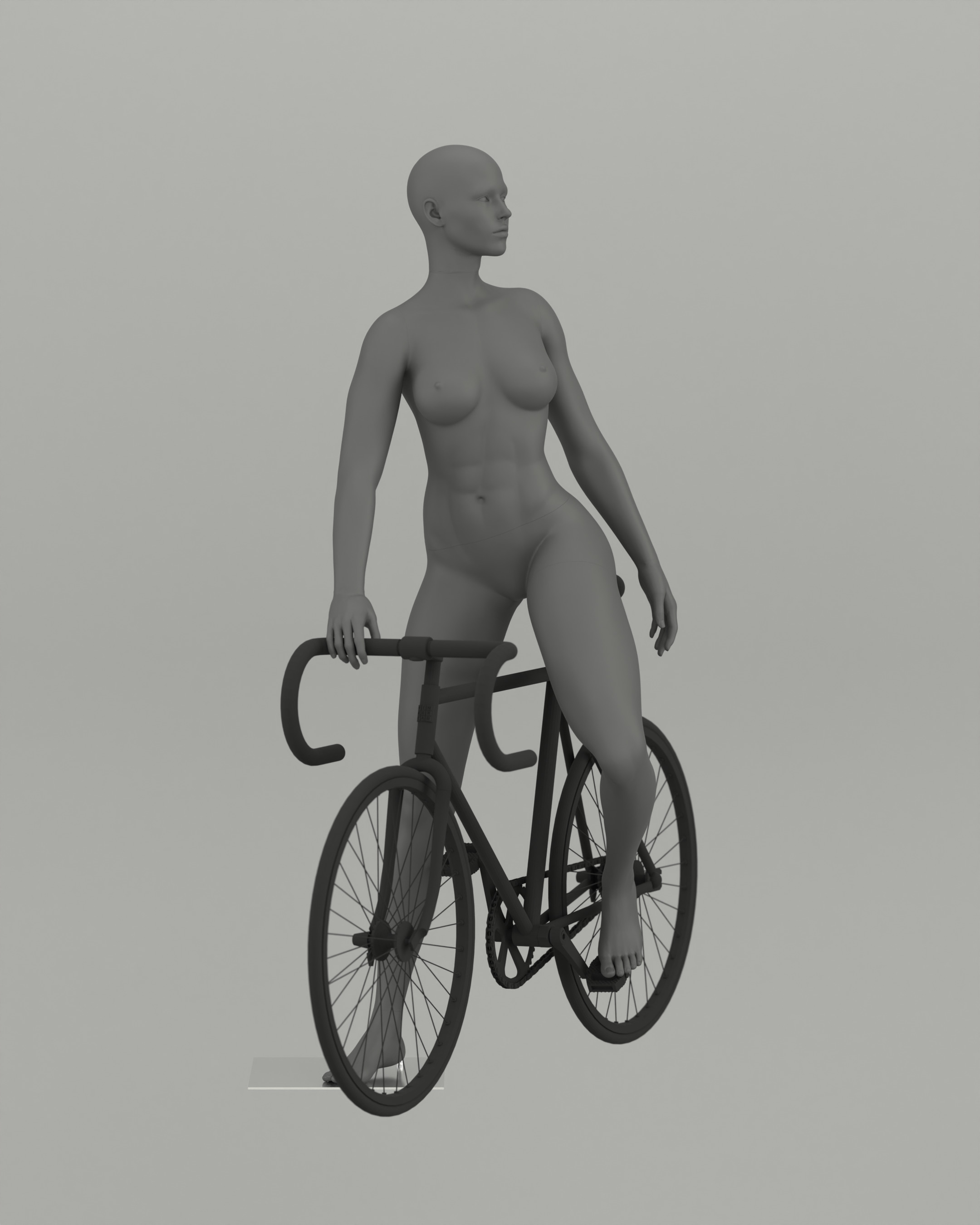 Woman mannequin Cyclist pose 3D print model_2