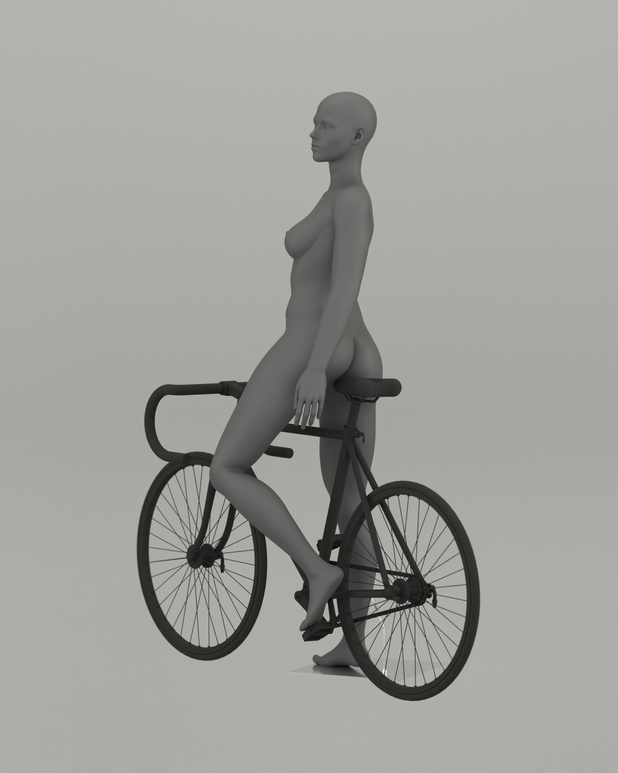Woman mannequin Cyclist pose 3D print model_7