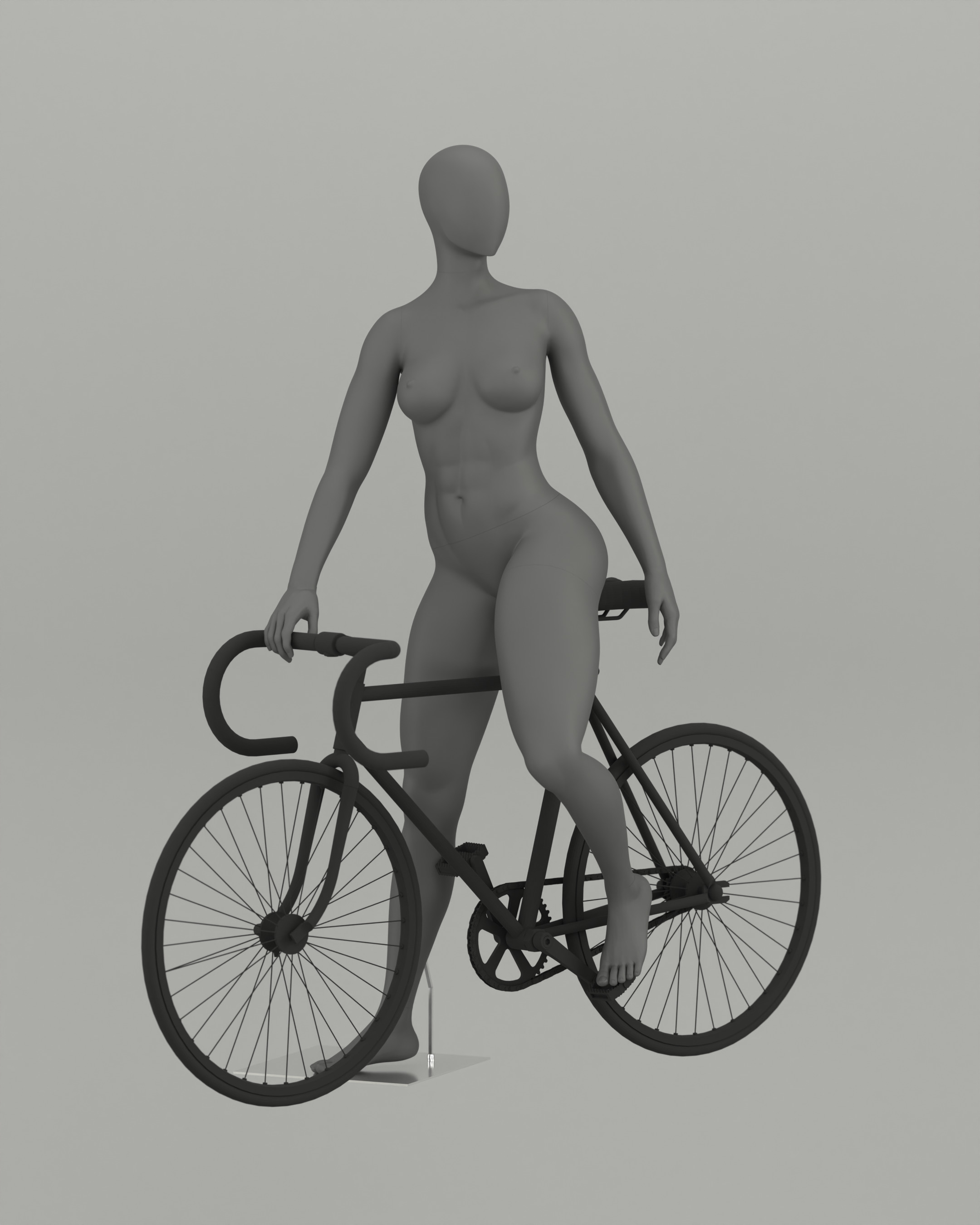 Woman mannequin Cyclist pose 3D print model_4