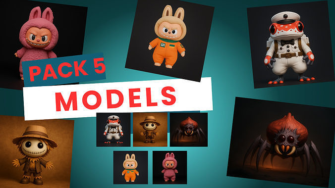 Collection Pack featuring 5 unique stylized characters 