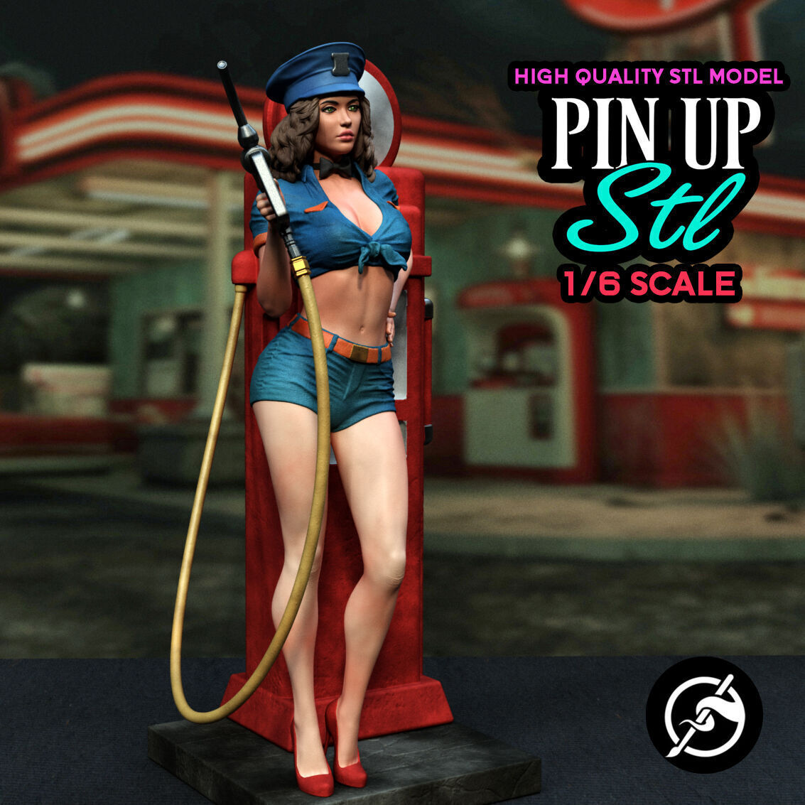 Gas Station Pin-Up Girl 3D print model_1