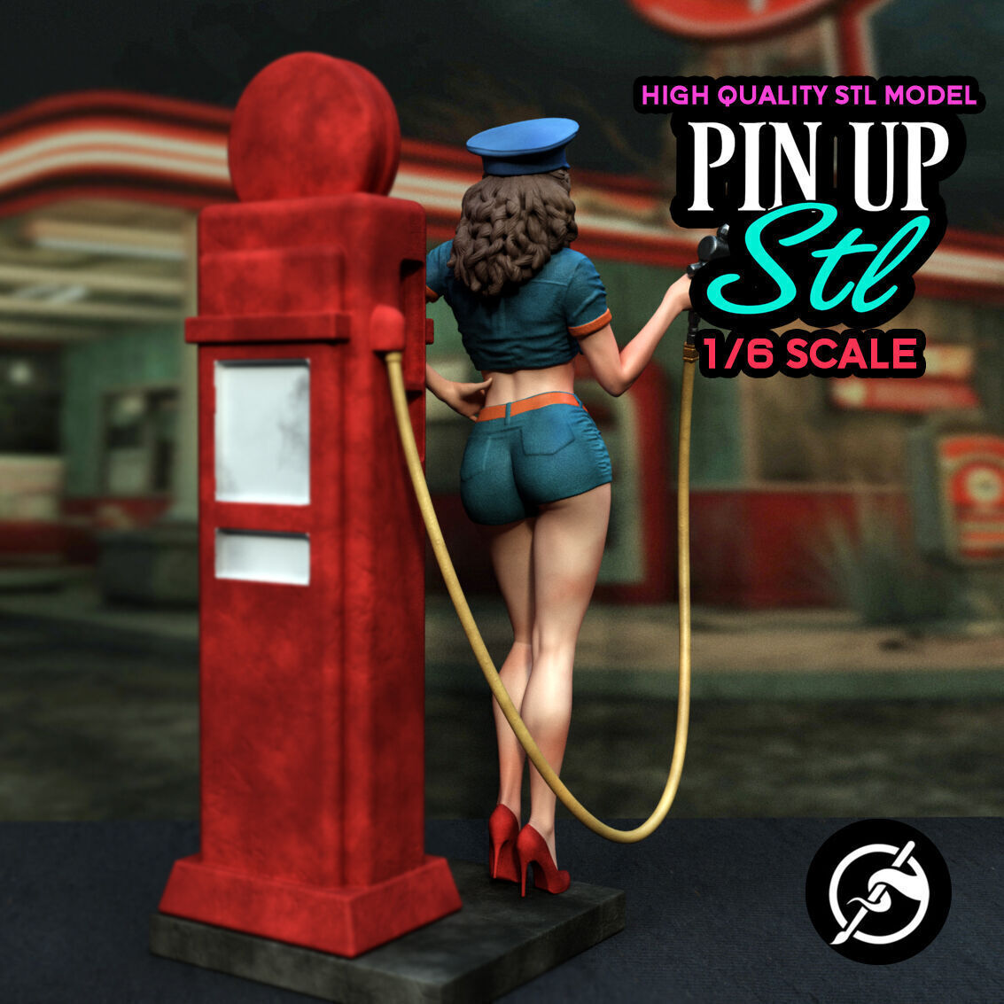 Gas Station Pin-Up Girl 3D print model_2