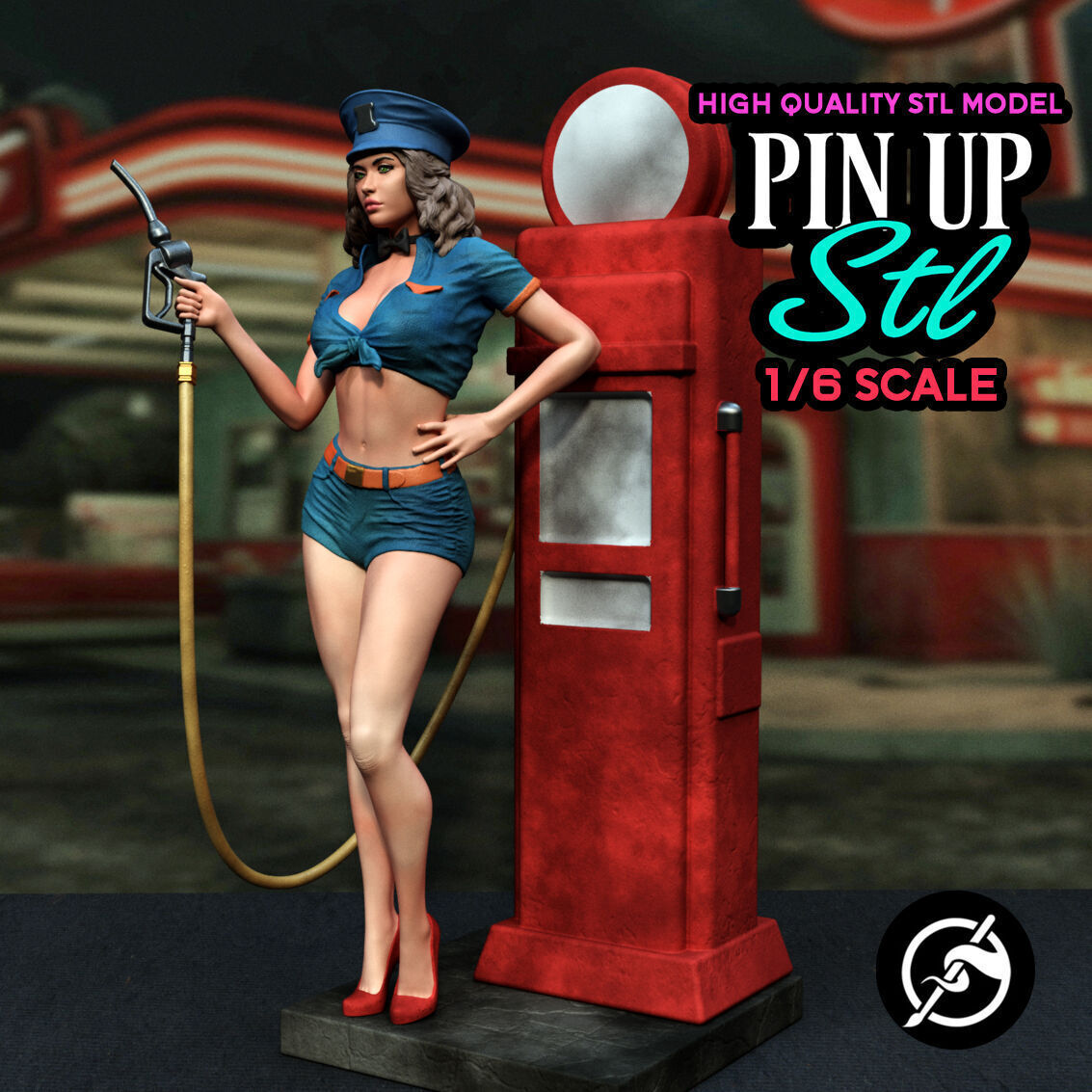 Gas Station Pin-Up Girl 3D print model_3