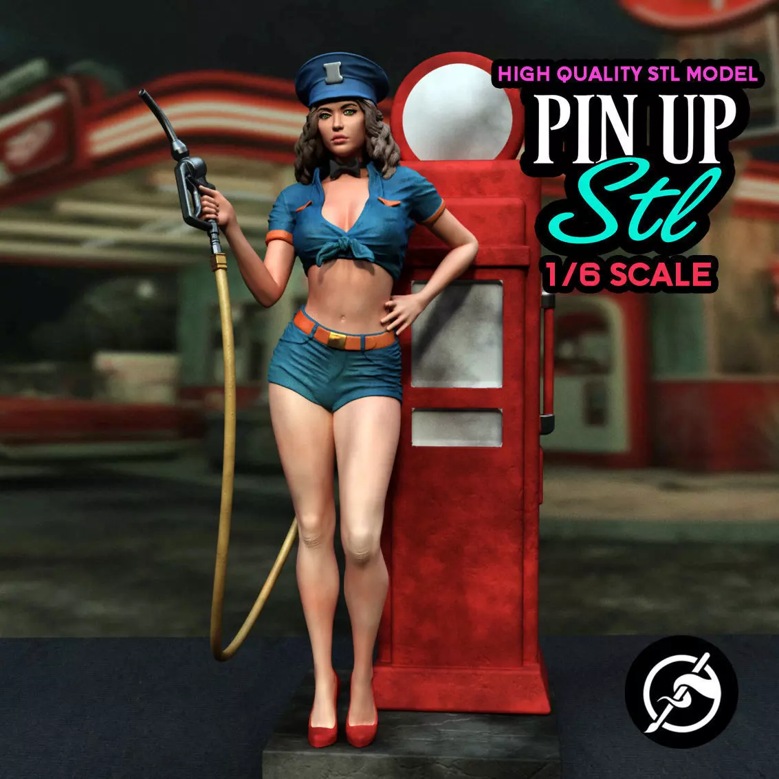Gas Station Pin-Up Girl 3D print model_0