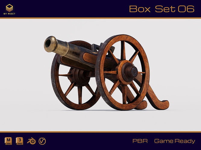 Old war cannon Low-poly 3D model