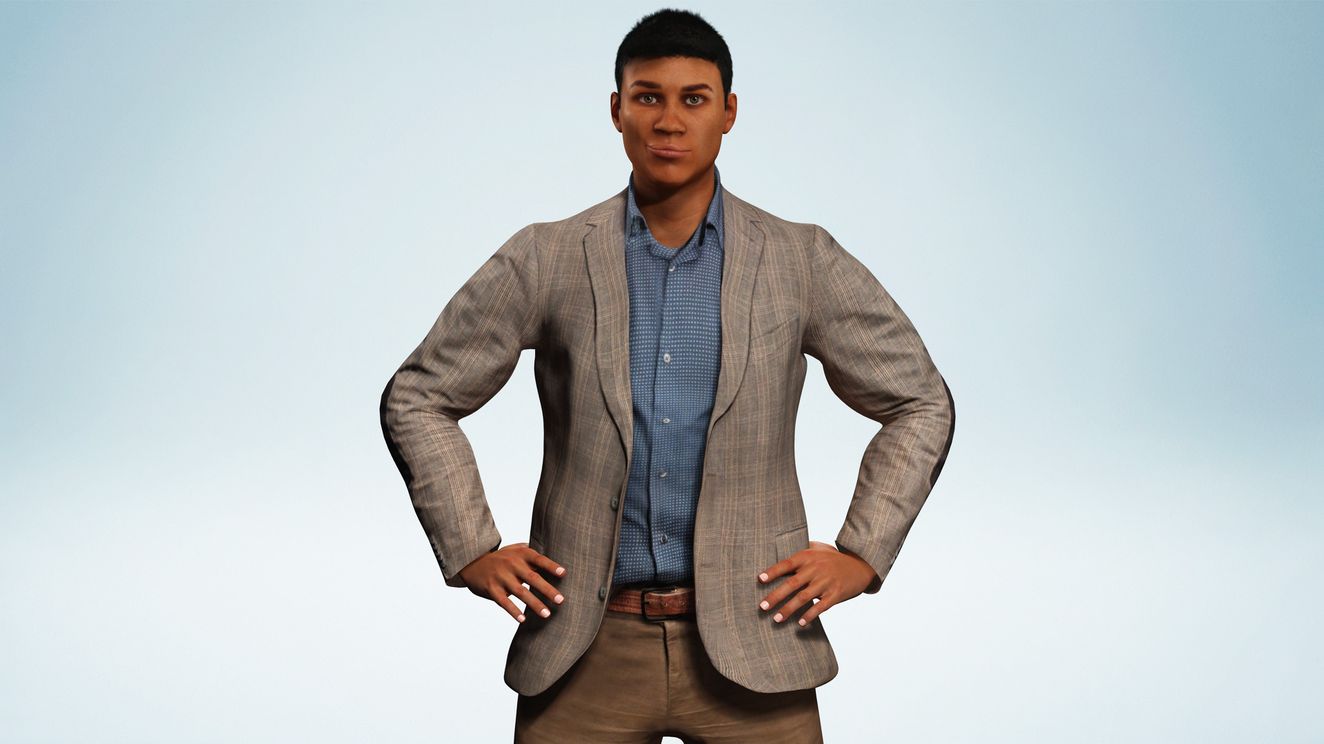 Realistic Male Businessman Suit African or asian Male Suit Low-poly 3D model_8