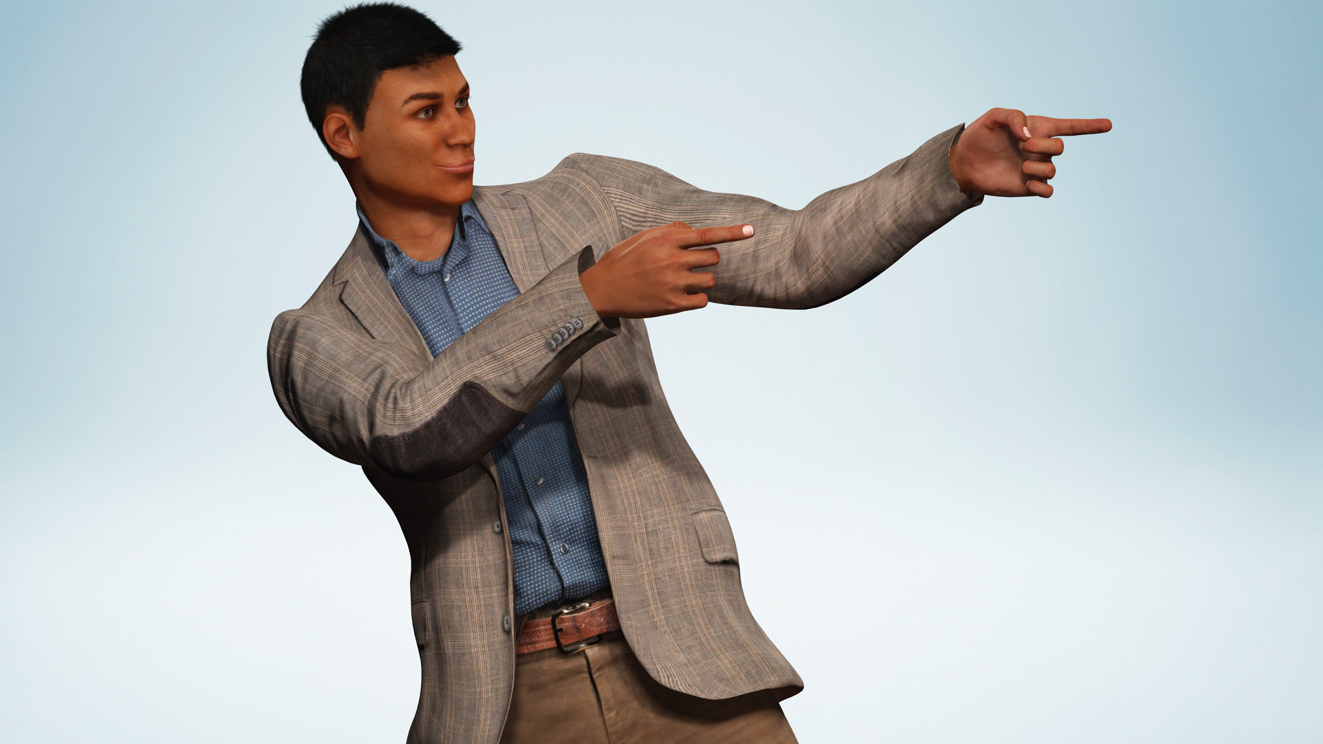 Realistic Male Businessman Suit African or asian Male Suit Low-poly 3D model_9