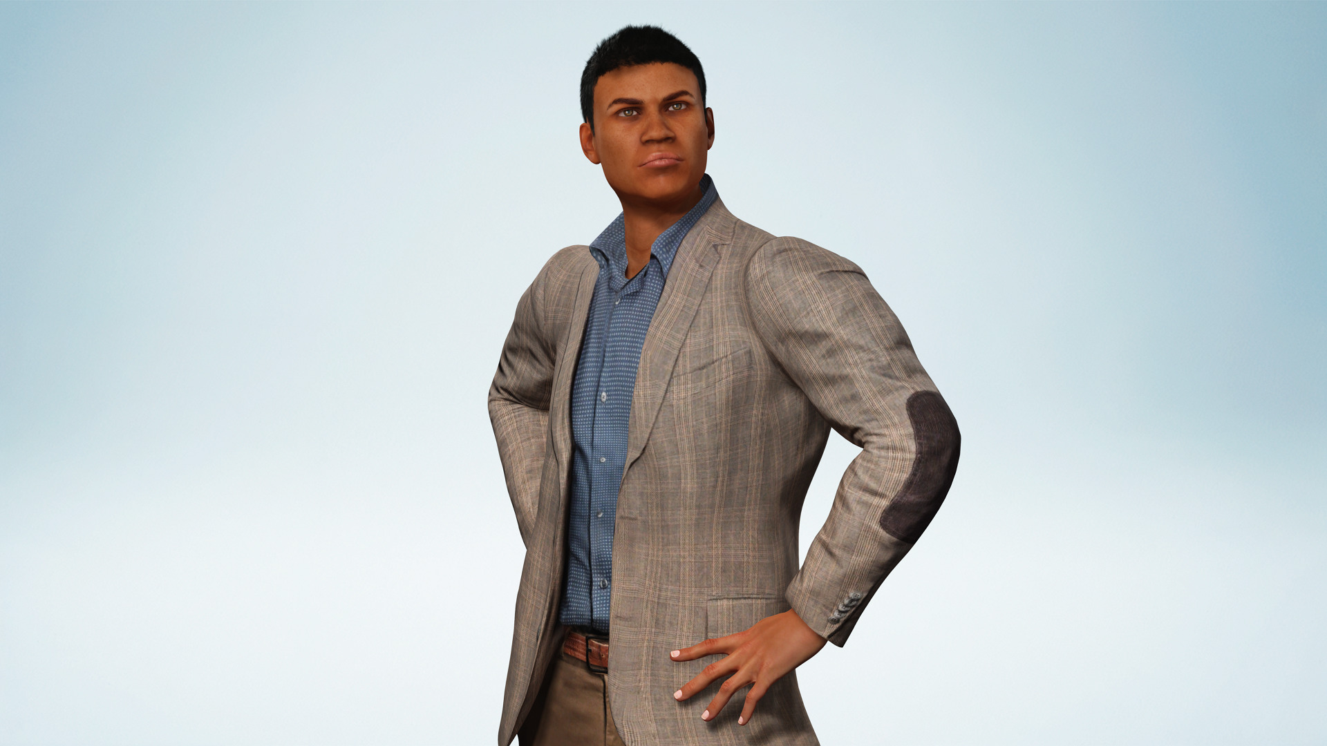 Realistic Male Businessman Suit African or asian Male Suit Low-poly 3D model_10