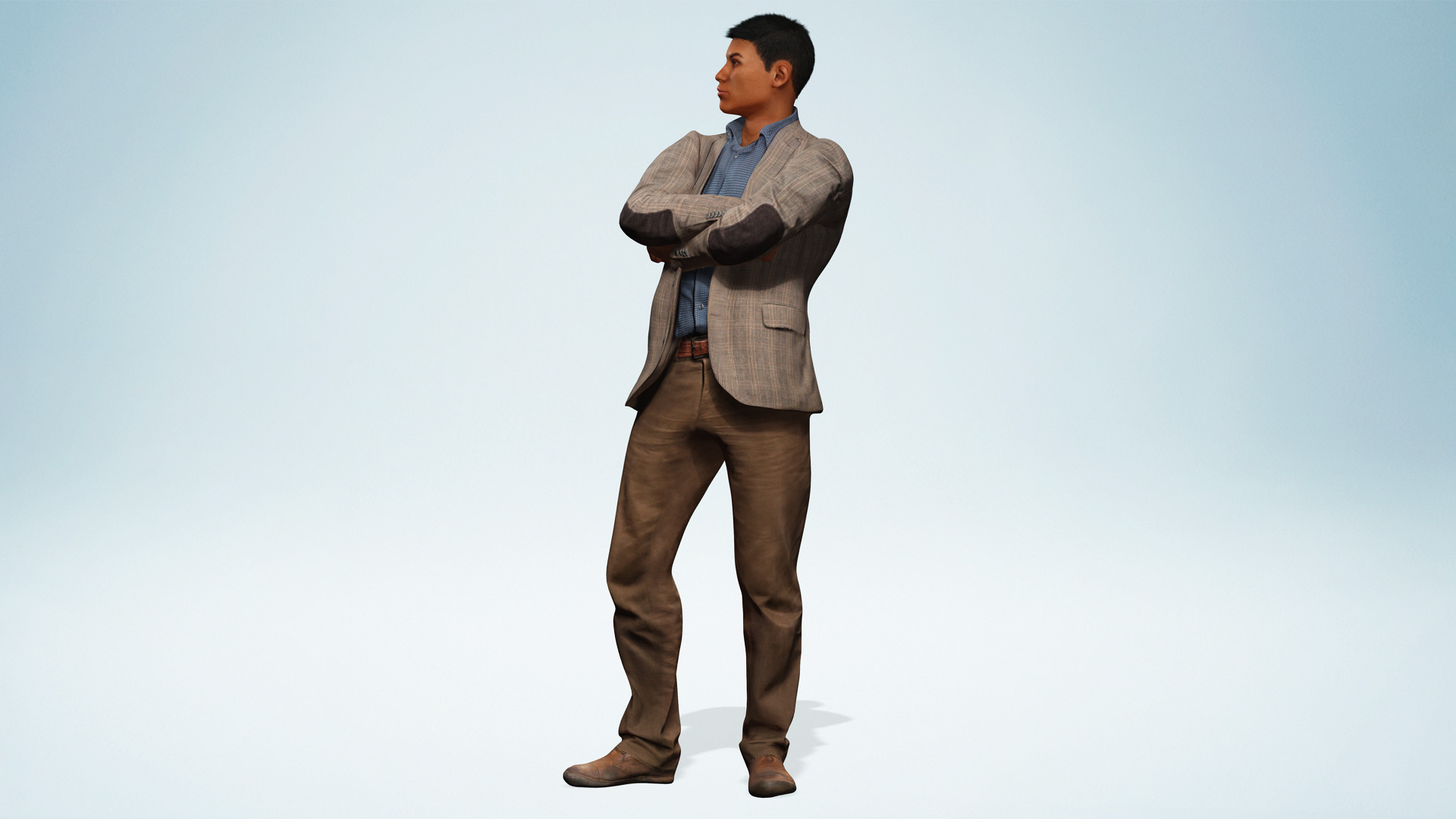 Realistic Male Businessman Suit African or asian Male Suit Low-poly 3D model_1