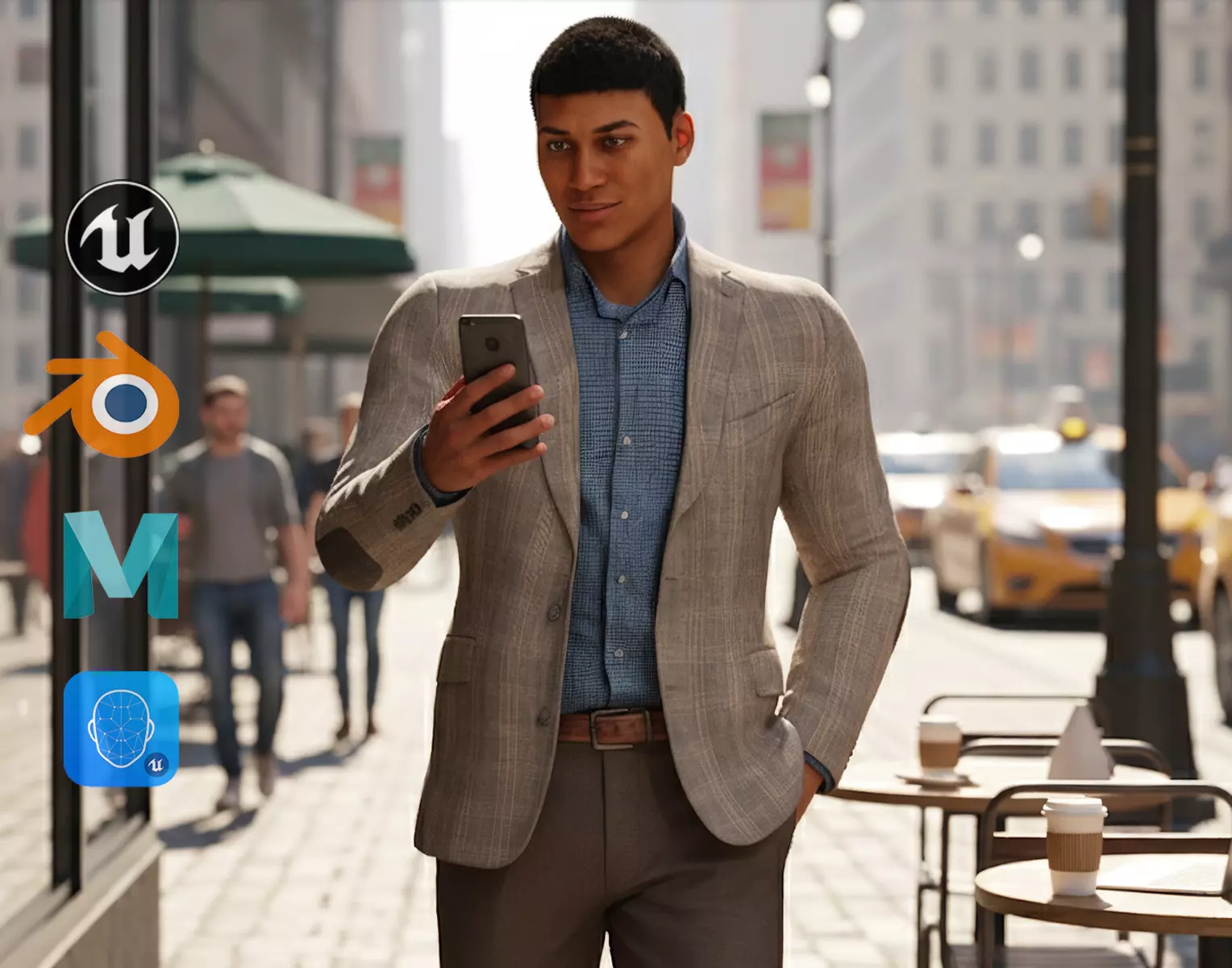 Realistic Male Businessman Suit African or asian Male Suit Low-poly 3D model_0