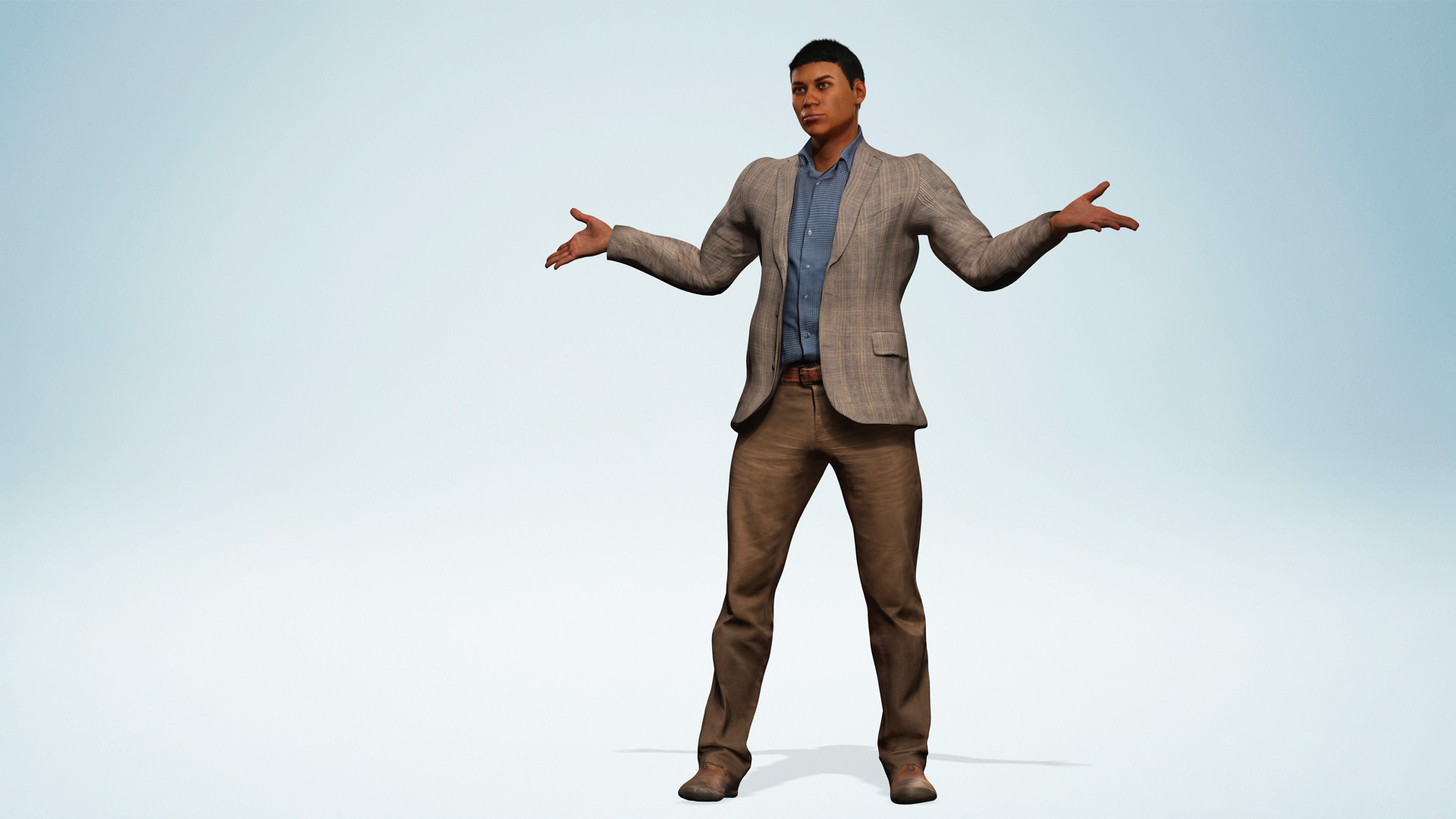 Realistic Male Businessman Suit African or asian Male Suit Low-poly 3D model_5