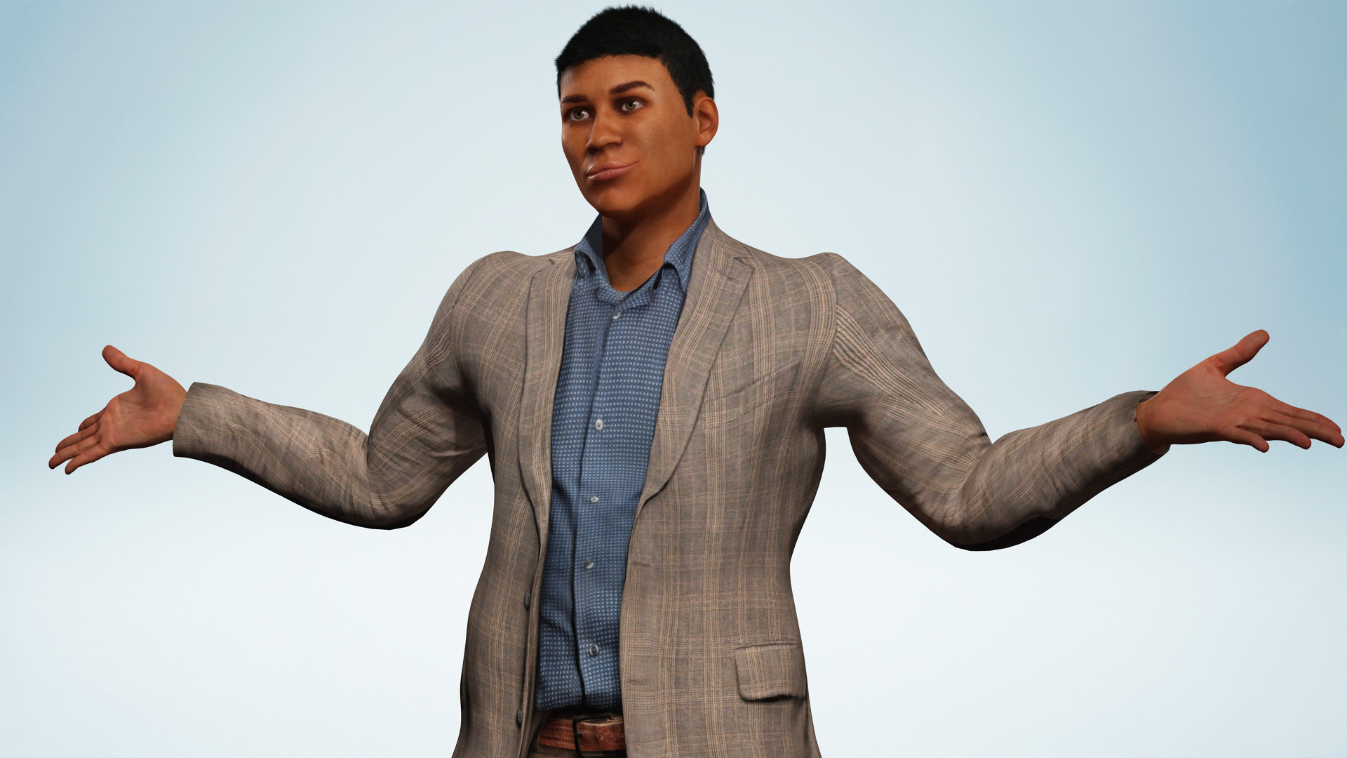 Realistic Male Businessman Suit African or asian Male Suit Low-poly 3D model_6