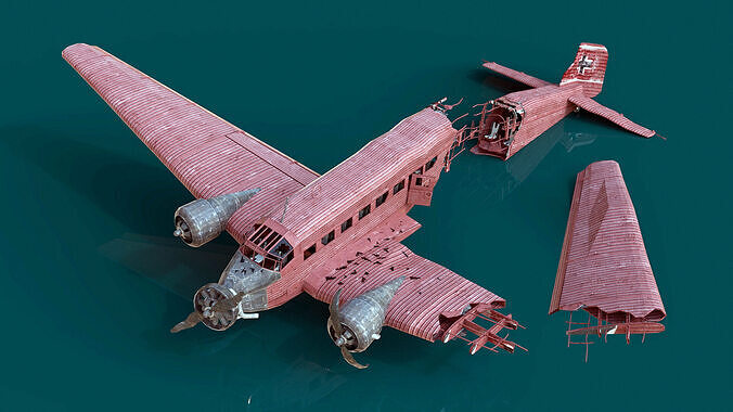 Junkers Ju 52  Destroyed Version Low-poly 3D model