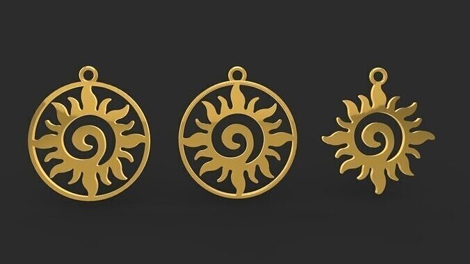 Sun Pendant ribal Spiral Solar Charm 3D print model