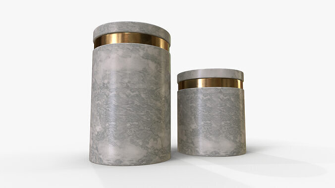 Canister Marble Set Low-poly 3D model 6