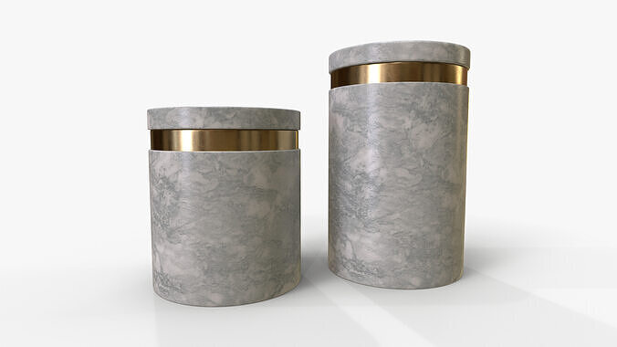 Canister Marble Set Low-poly 3D model 2