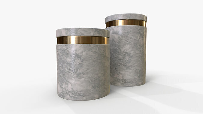 Canister Marble Set Low-poly 3D model 3