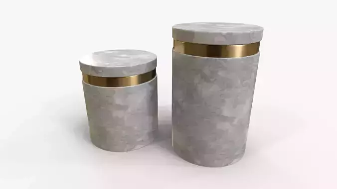 Canister Marble Set Low-poly 3D model
