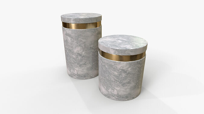 Canister Marble Set Low-poly 3D model 5