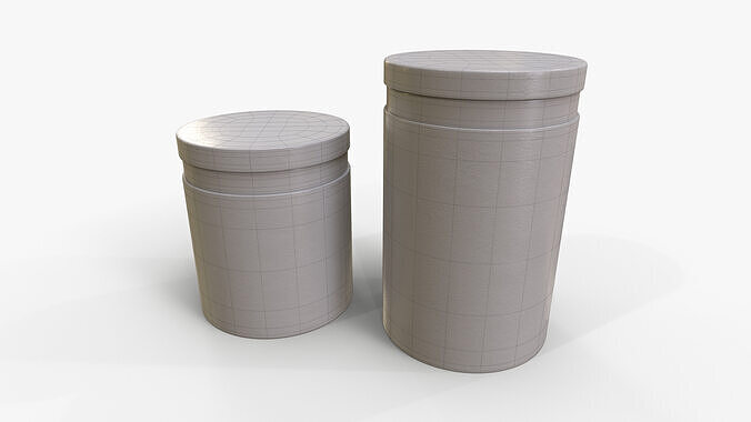 Canister Marble Set Low-poly 3D model 7