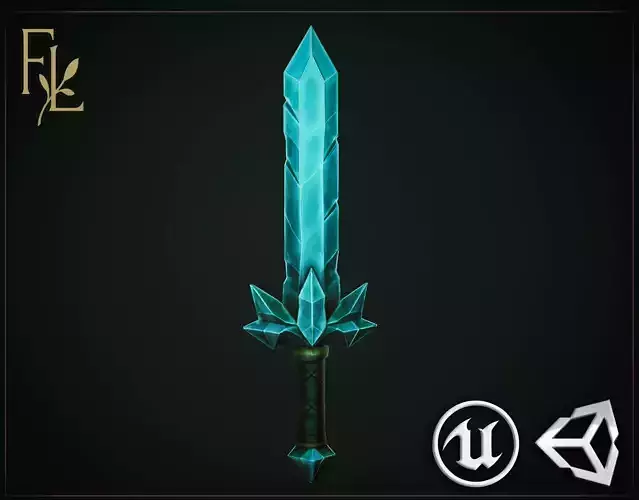 Crystal Sword - Game Ready Weapon