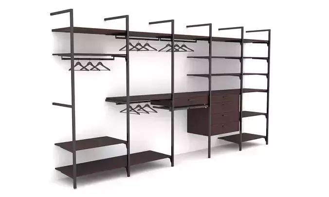 Slotted Metal Retail Shelving System 3D model