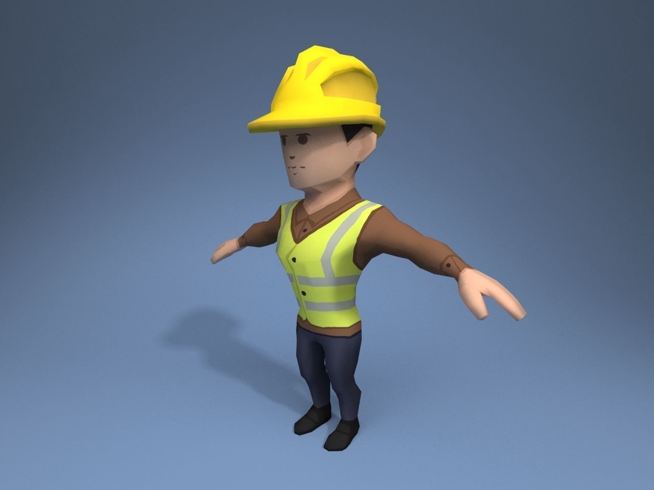 Construction Worker Low-poly 3D model_2