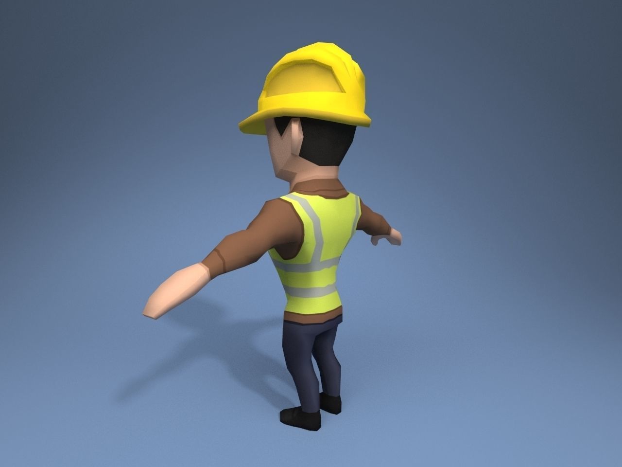 Construction Worker Low-poly 3D model_4