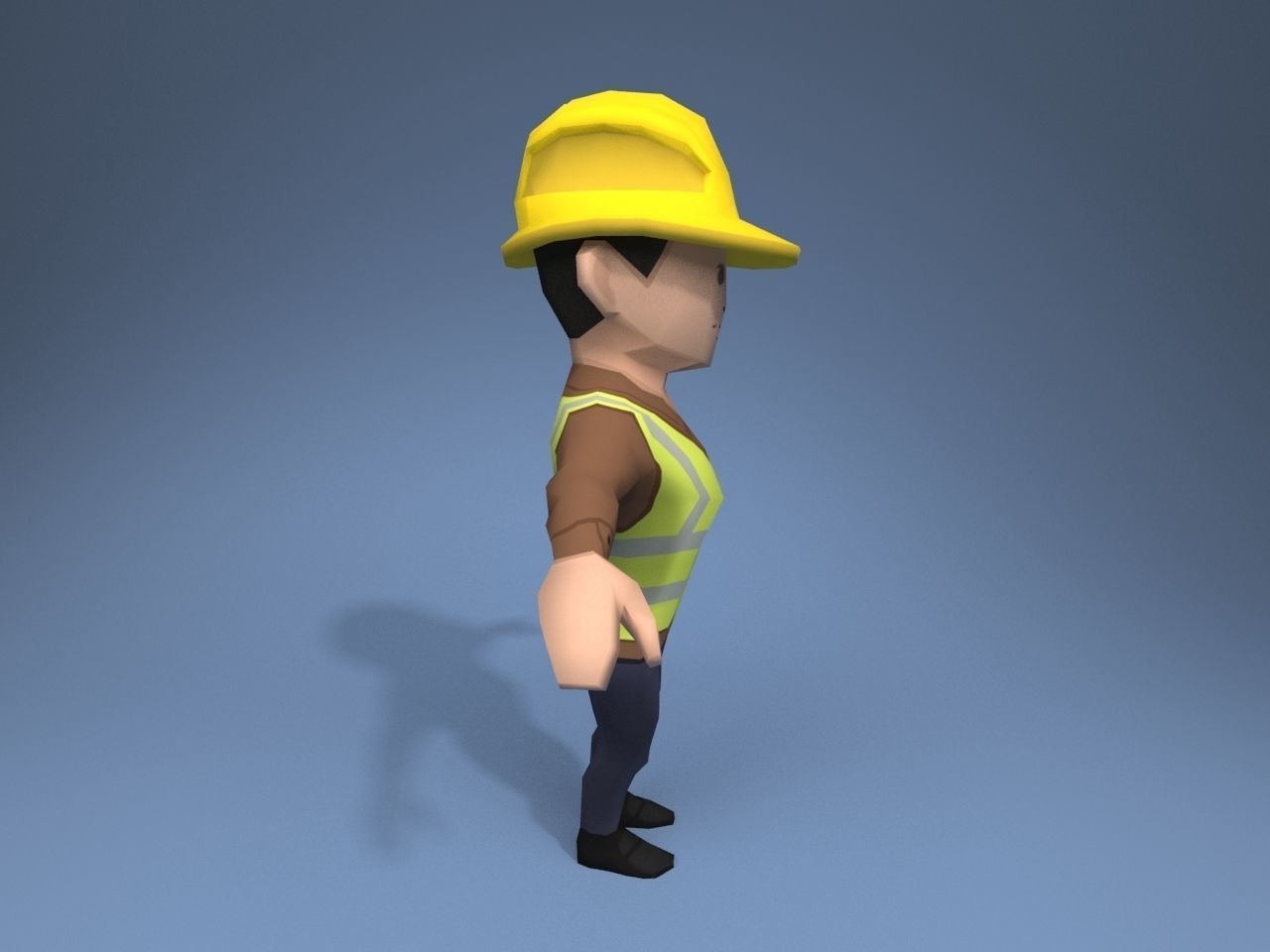 Construction Worker Low-poly 3D model_7