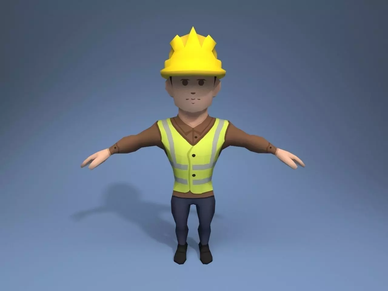 Construction Worker Low-poly 3D model_0