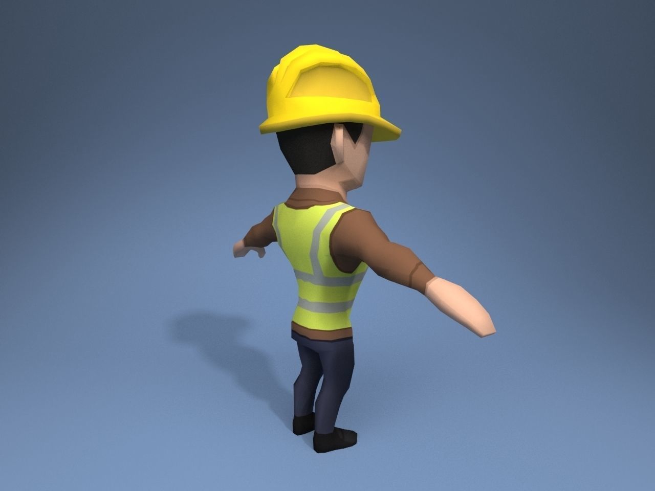 Construction Worker Low-poly 3D model_6