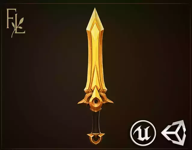 Golden Sword - Game Ready Weapon