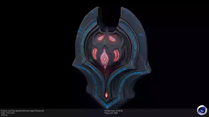 Low Poly Stylized Ethereal Glyph Shield