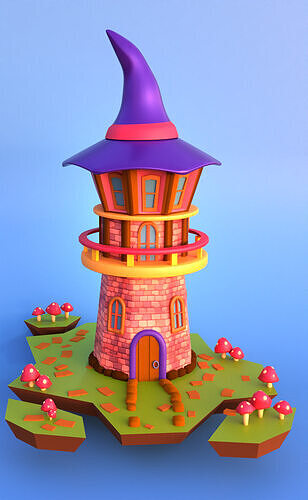 Stylized Witch House   Fantasy Cartoon Building Low-poly 3D model