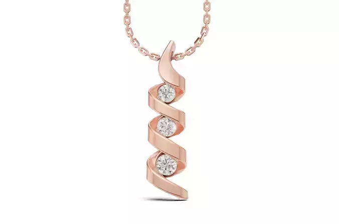 Spiral Pendant with 3 Round Diamonds