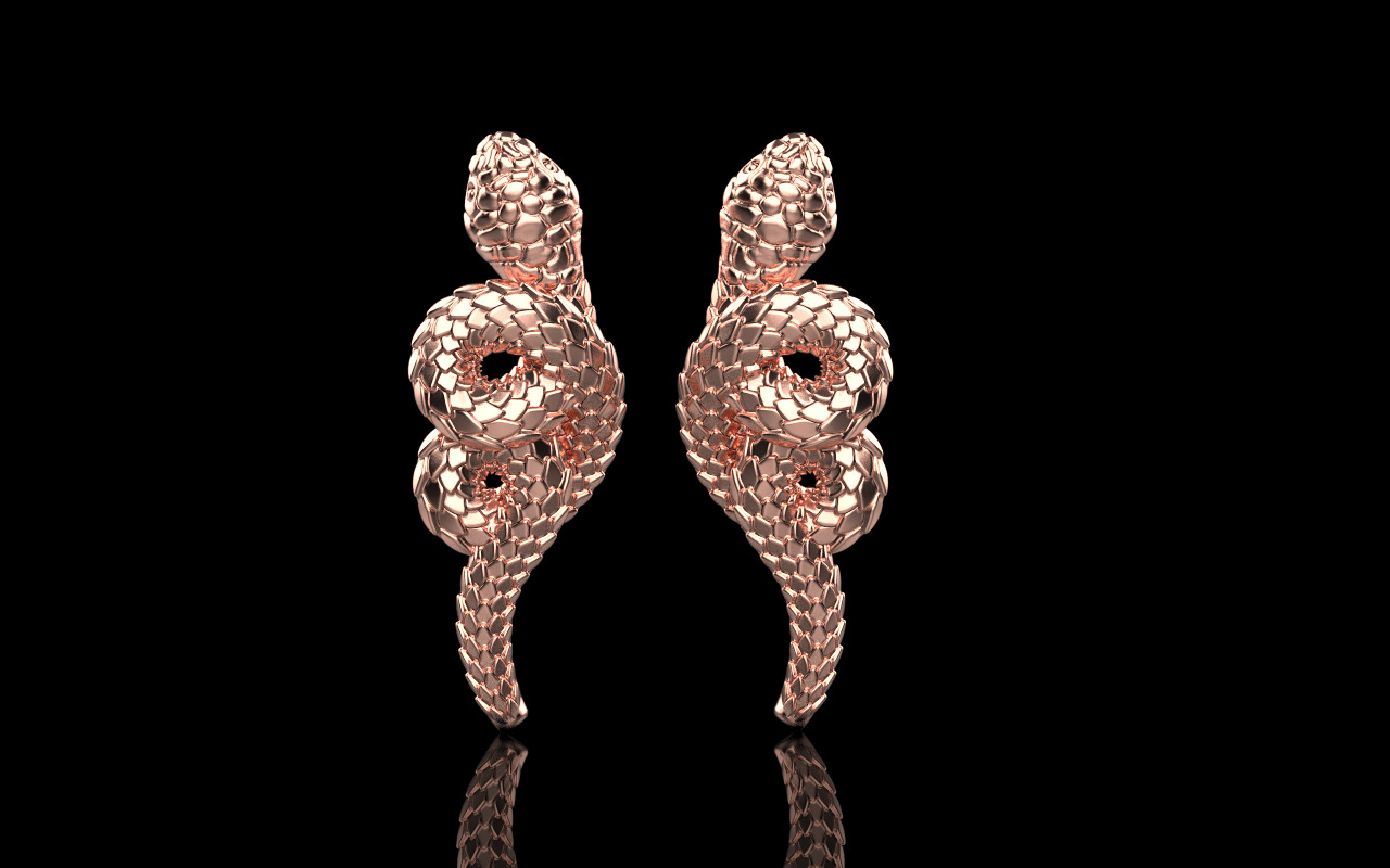 Snake earring model 1363 3D print model_11