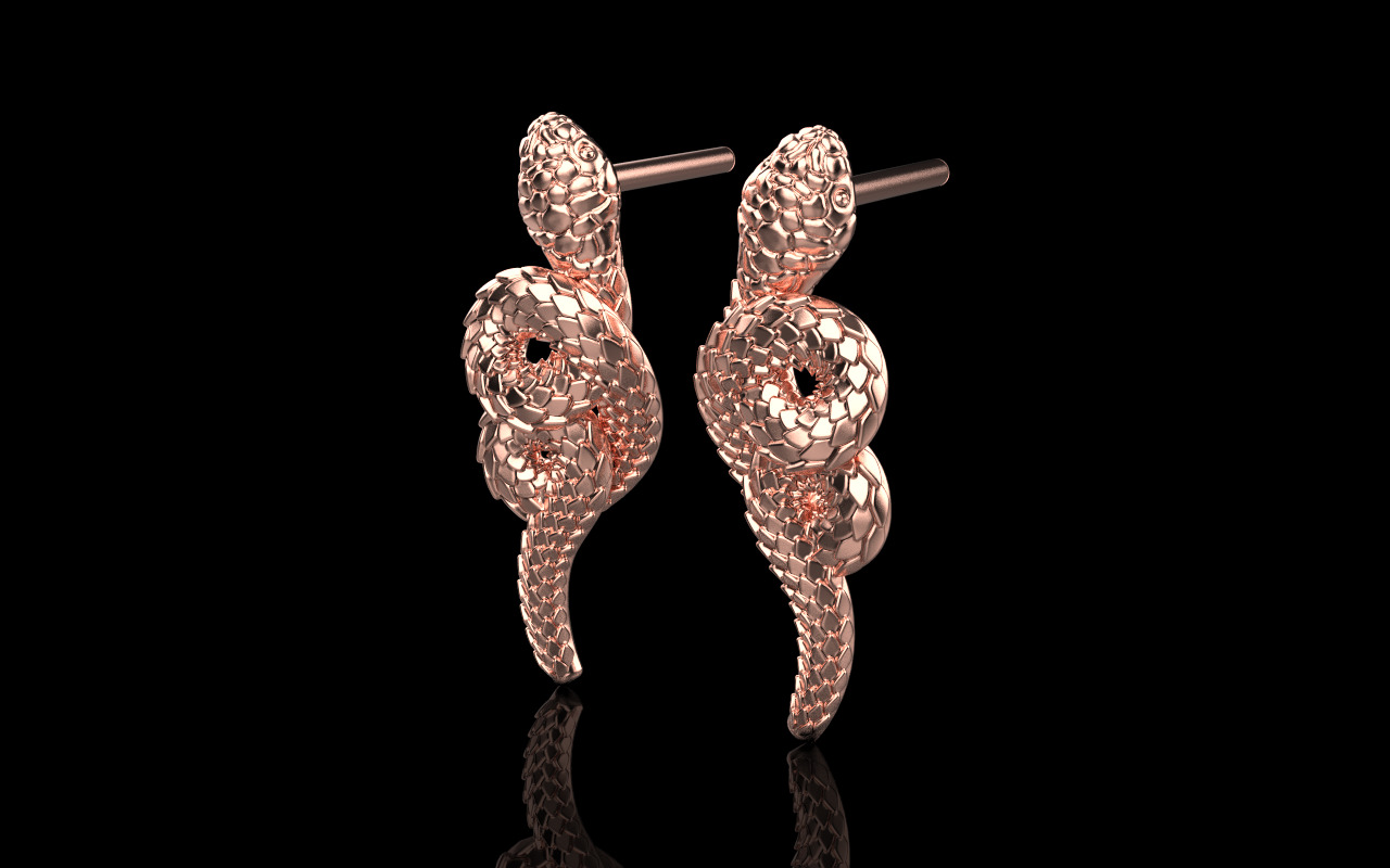 Snake earring model 1363 3D print model_23