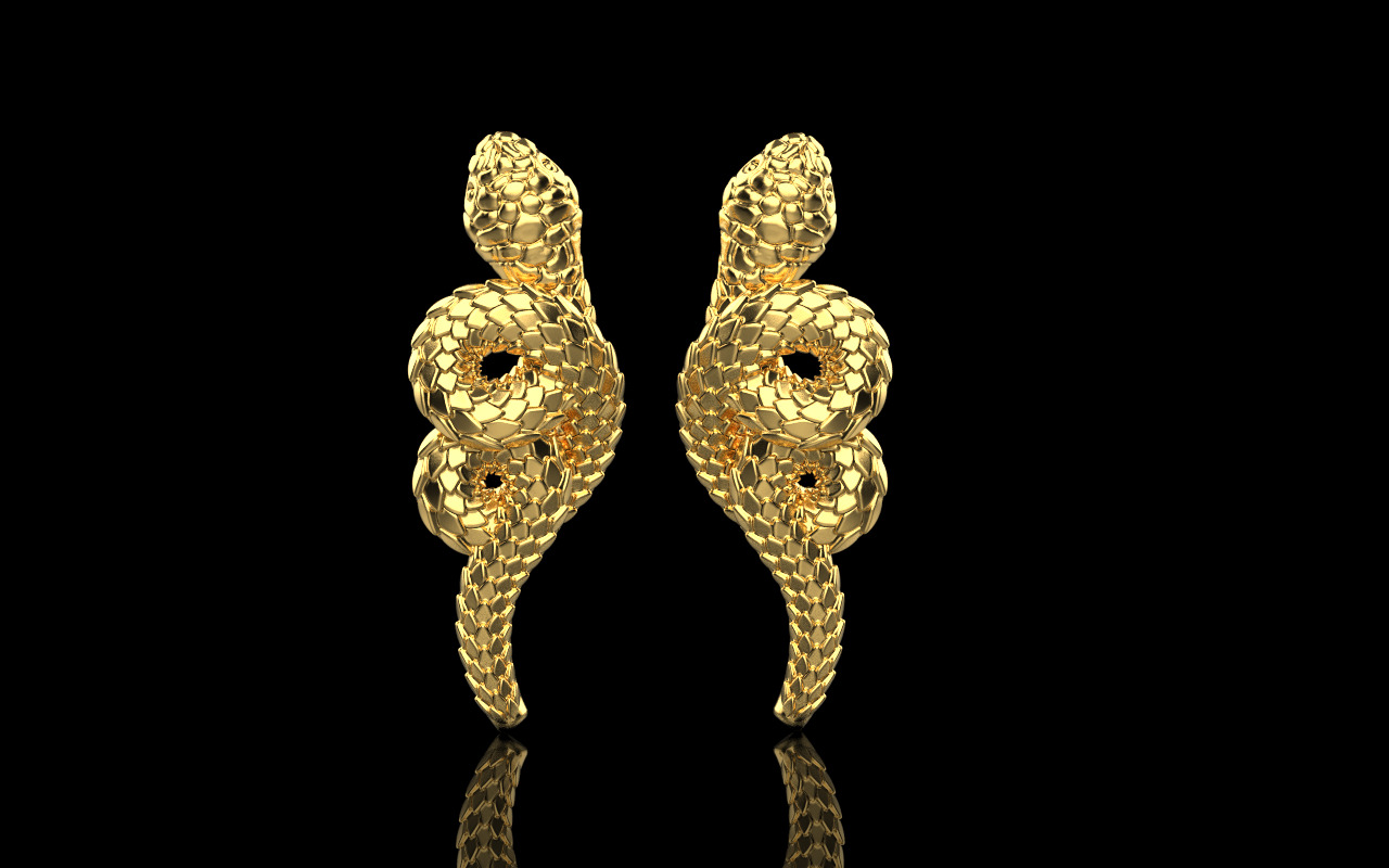 Snake earring model 1363 3D print model_7