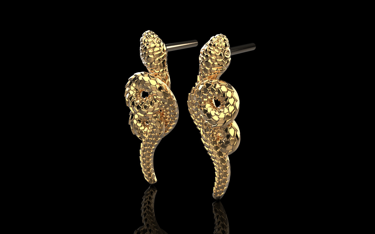 Snake earring model 1363 3D print model_21