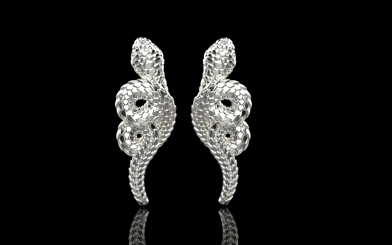 Snake earring model 1363 3D print model_12
