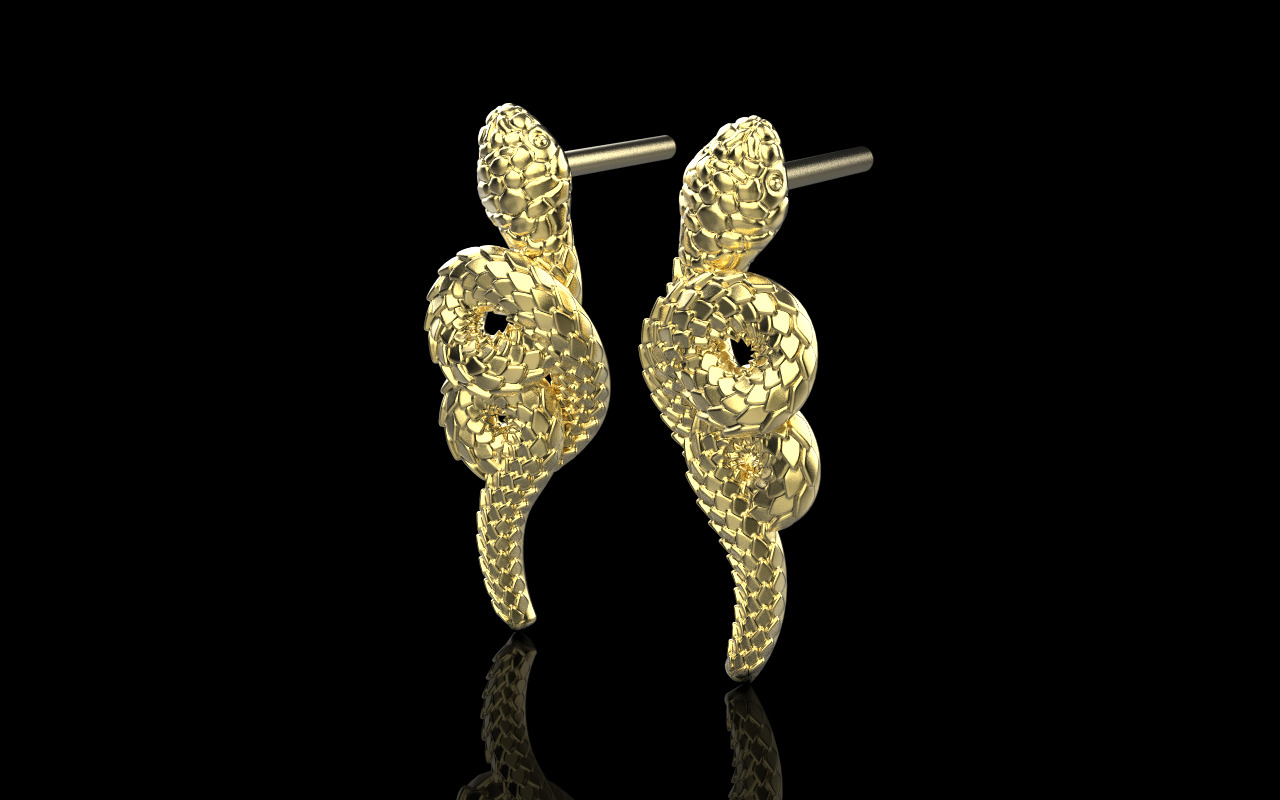 Snake earring model 1363 3D print model_20